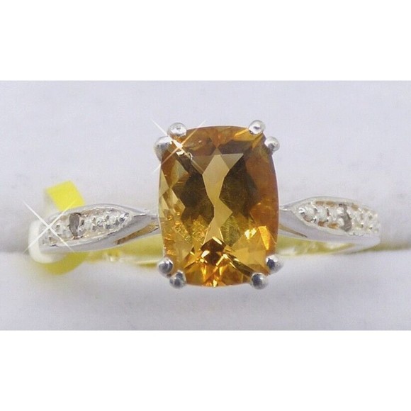 Chuck Clemency Yellow Citrine Gemstone Ring Solitaire Sterling Silver 925 Size 7 - Picture 4 of 16